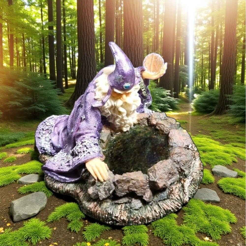 Medieval Legends Merlin Wizard Figurine w/ Crystal Ball Pond NIB Fantasy Magic